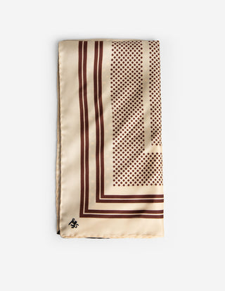 Scarf Siden Prickig Svart/Beige/Burgundy