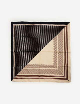 Scarf Siden Prickig Svart/Beige/Burgundy