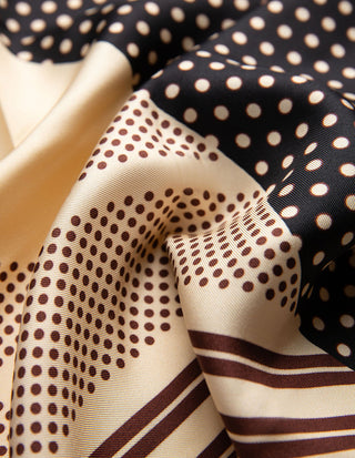 Scarf Siden Prickig Svart/Beige/Burgundy