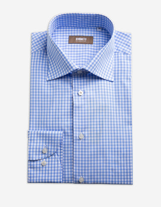 Slim Fit Skjorta Gingham Bomull Ljusblå/Vit