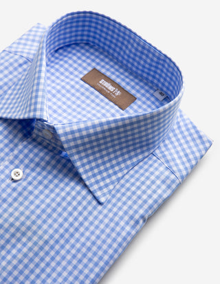 Slim Fit Skjorta Gingham Bomull Ljusblå/Vit