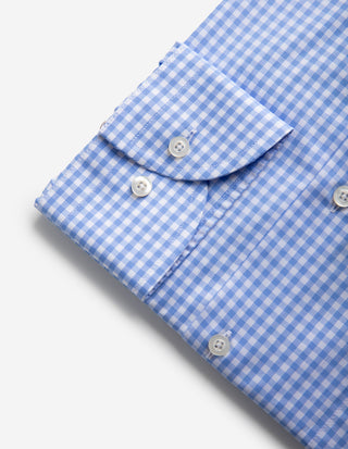 Regular Fit Skjorta Gingham Bomull Ljusblå/Vit