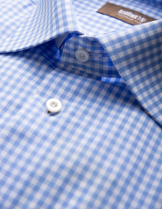 Regular Fit Skjorta Gingham Bomull Ljusblå/Vit