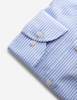 Slim Fit Skjorta Randig Bomull Vit/Ljusblå