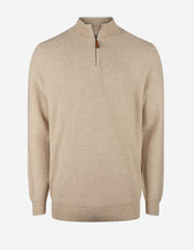 Half-Zip Strukturstickad Bomull Sand