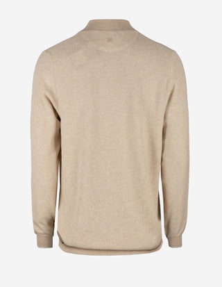 Half-Zip Strukturstickad Bomull Sand
