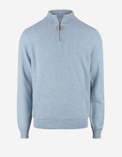 Half-Zip Strukturstickad Bomull Blå