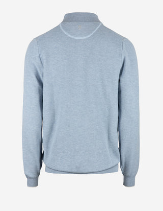 Half-Zip Strukturstickad Bomull Blå