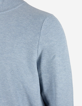 Half-Zip Strukturstickad Bomull Blå