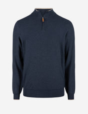 Half-Zip Strukturstickad Bomull Navy