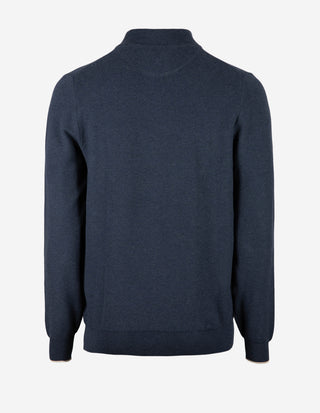 Half-Zip Strukturstickad Bomull Navy
