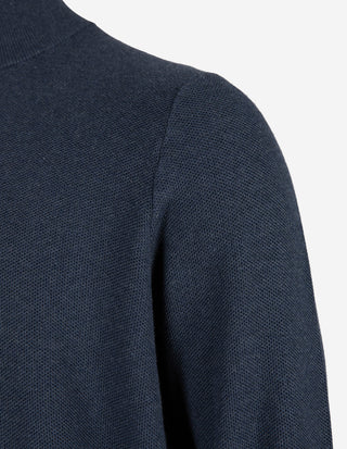 Half-Zip Strukturstickad Bomull Navy