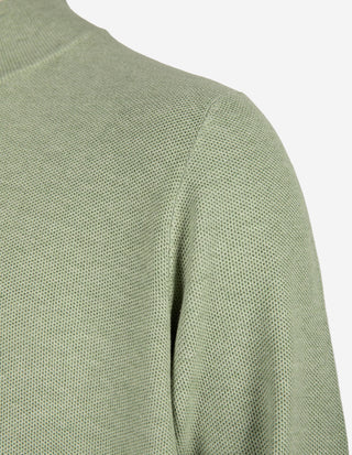 Half-Zip Strukturstickad Bomull Ljusgrön