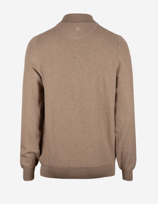 Half-Zip Strukturstickad Bomull Mörkbeige