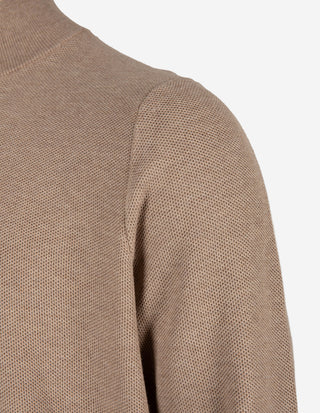 Half-Zip Strukturstickad Bomull Mörkbeige