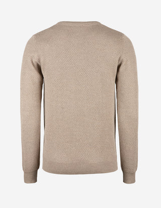 Tröja Rundhals Merinoull Texturerad Beige