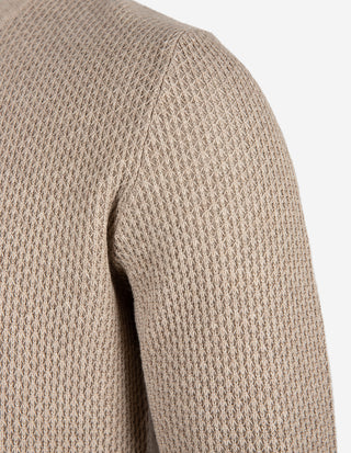 Tröja Rundhals Merinoull Texturerad Beige
