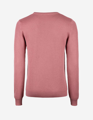 Tröja Rundhals Merinoull Texturerad Rosa
