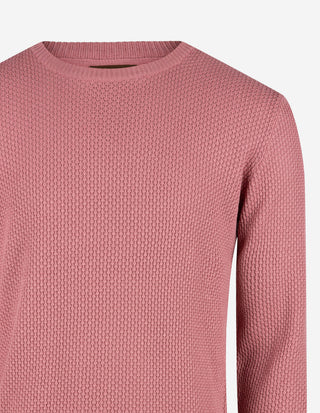 Tröja Rundhals Merinoull Texturerad Rosa