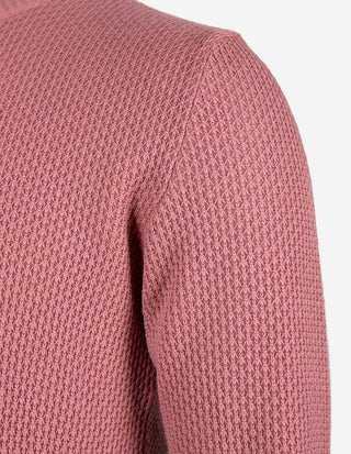 Tröja Rundhals Merinoull Texturerad Rosa