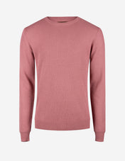 Tröja Rundhals Merinoull Texturerad Rosa