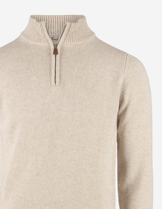 Tröja Half Zip Merinoull Ljusbeige