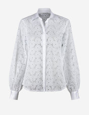 Fideli Blus Bomull Broderie Anglaise Vit