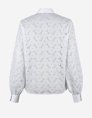 Fideli Blus Bomull Broderie Anglaise Vit