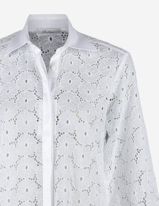 Fideli Blus Bomull Broderie Anglaise Vit
