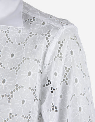 Fideli Blus Bomull Broderie Anglaise Vit