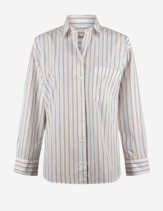 Jackie Skjorta Bomull Randig Beige/Vit