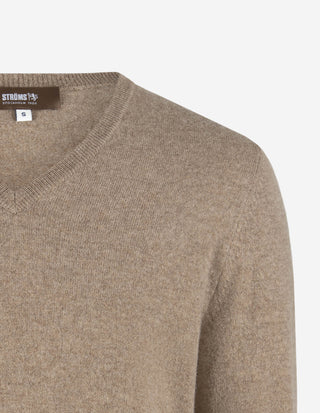 Tröja V-Hals Kashmir Beige Melerad