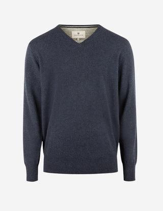 Geelong Tröja V-hals Merino Mörkblå