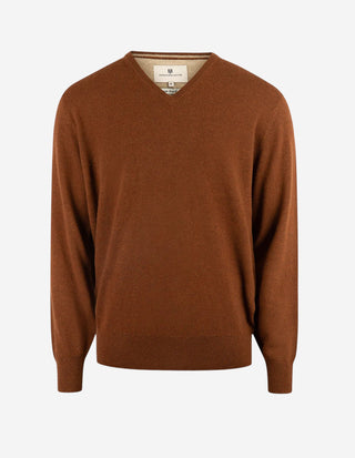 Geelong Tröja V-hals Merino Brun