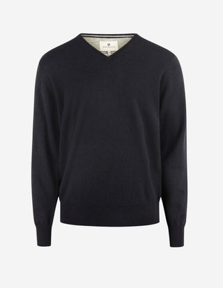 Geelong Tröja V-hals Merino Marinblå