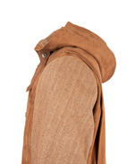 Wanderer Hooded Suede Tweed Jacket Chestnut Stl 48