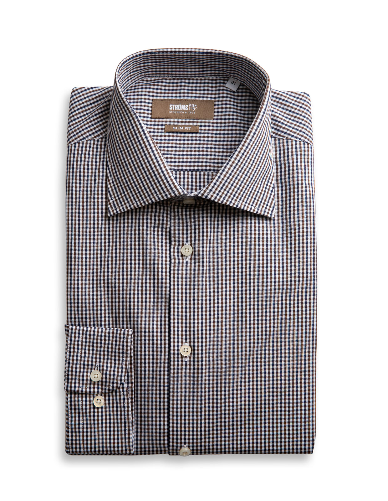 Slim Fit Cotton Shirt Pepita Blue/Brown