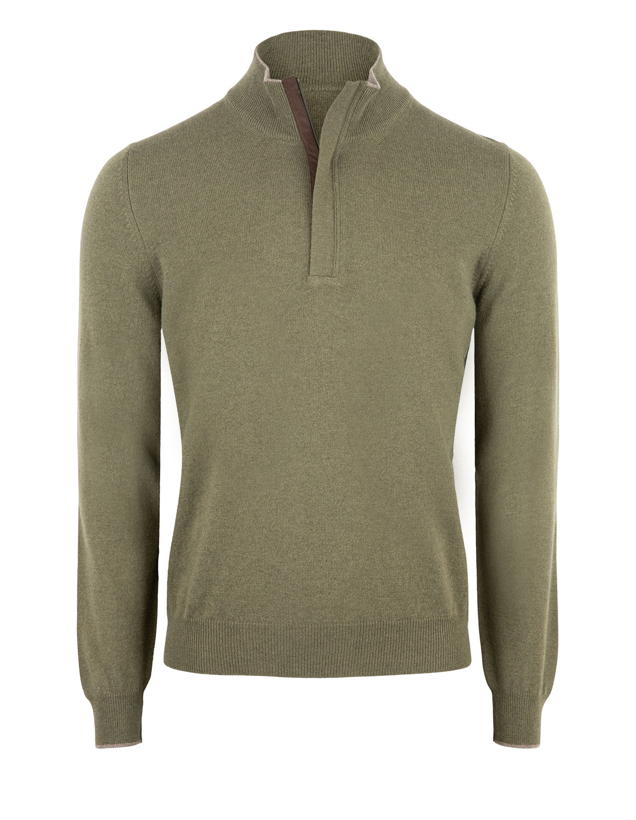 Half Zip W Patch Wool & Cashmere Olive