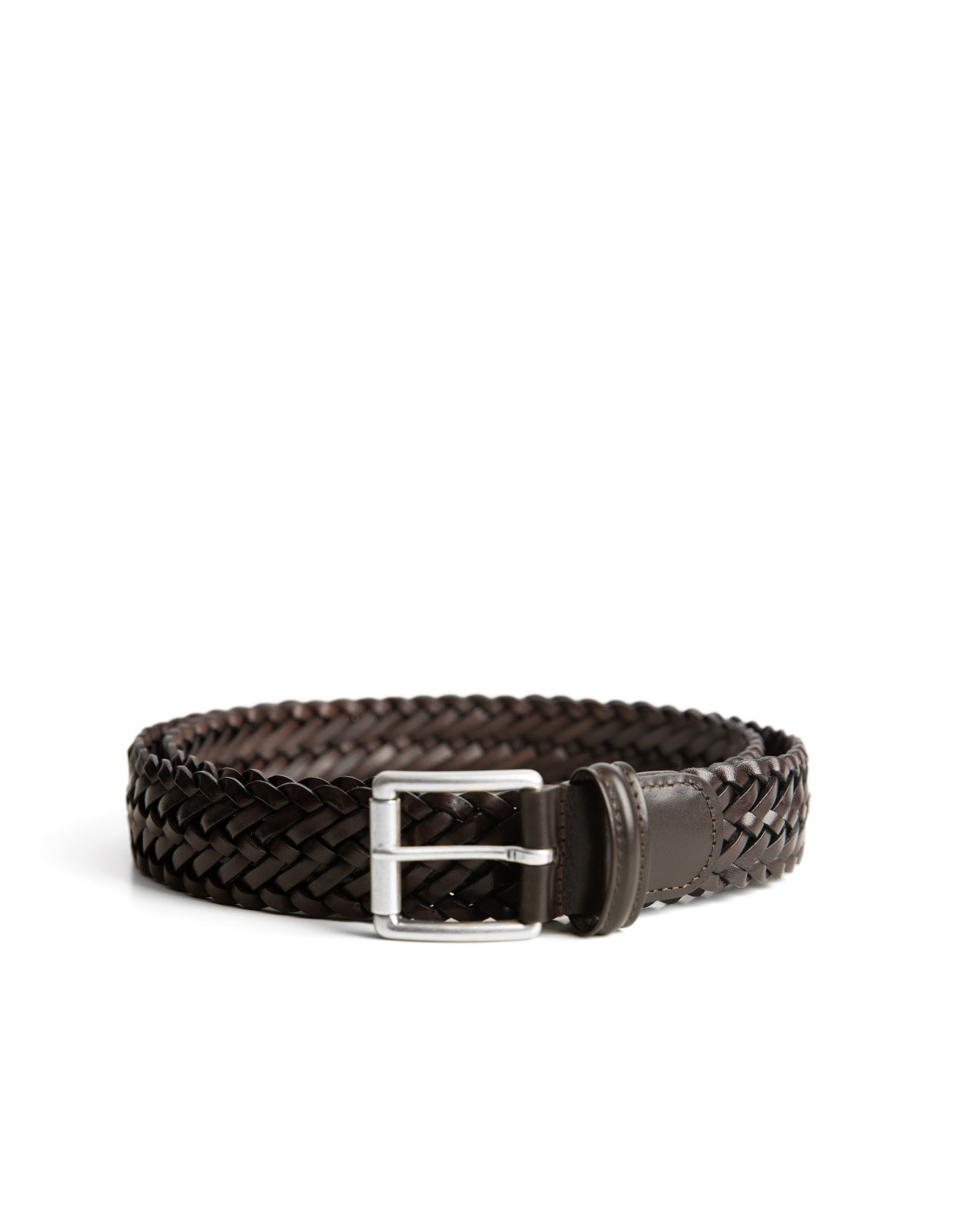 Braided Leather Belt Brown