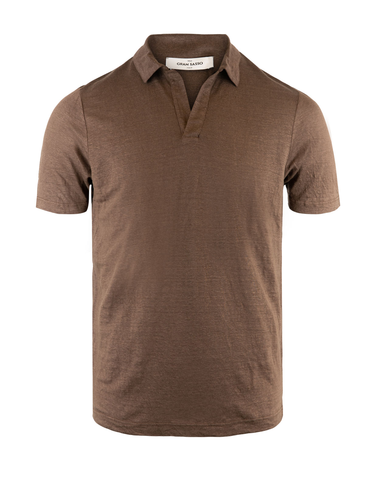 Soft Linen Polo Shirt Brown