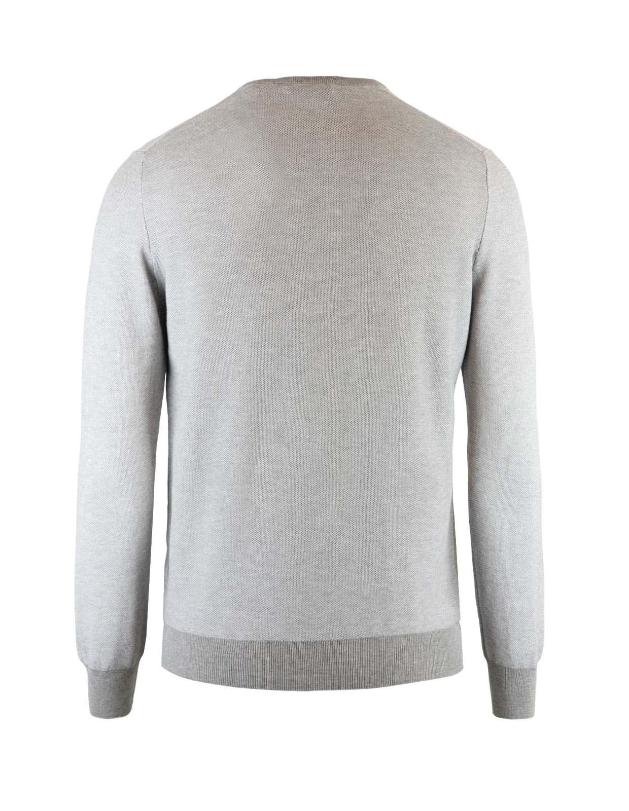 Contrast Crew Neck Knitted Cotton Light Grey