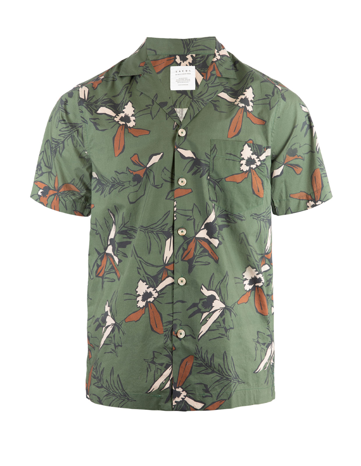 Printed Short Sleeve Shirt Olive/Brown