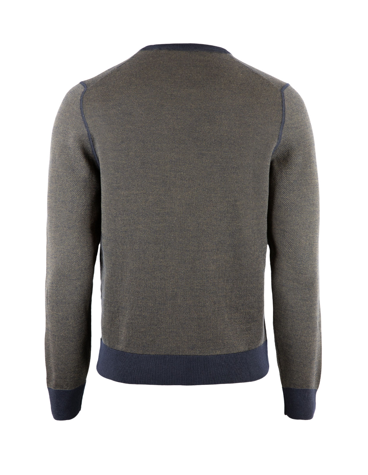 Contrast Crew Neck Knitted Merino Green/Navy