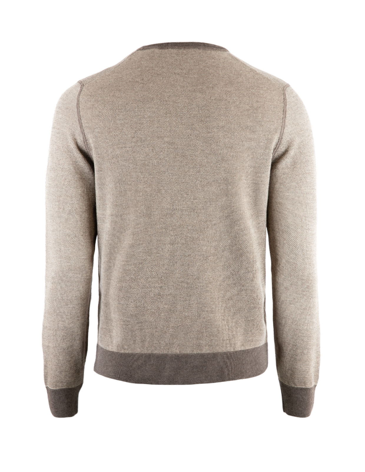 Contrast Crew Neck Knitted Merino Beige