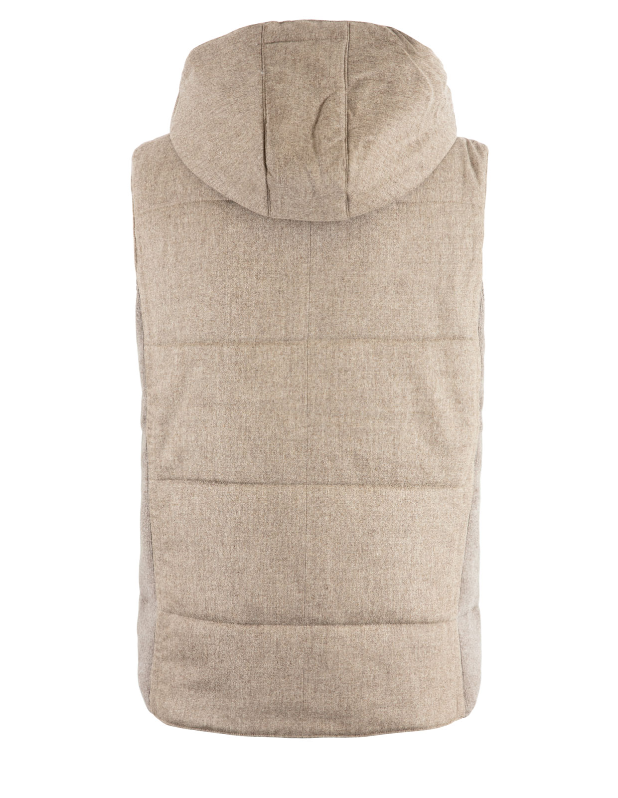 Hooded Flannel Vest Beige