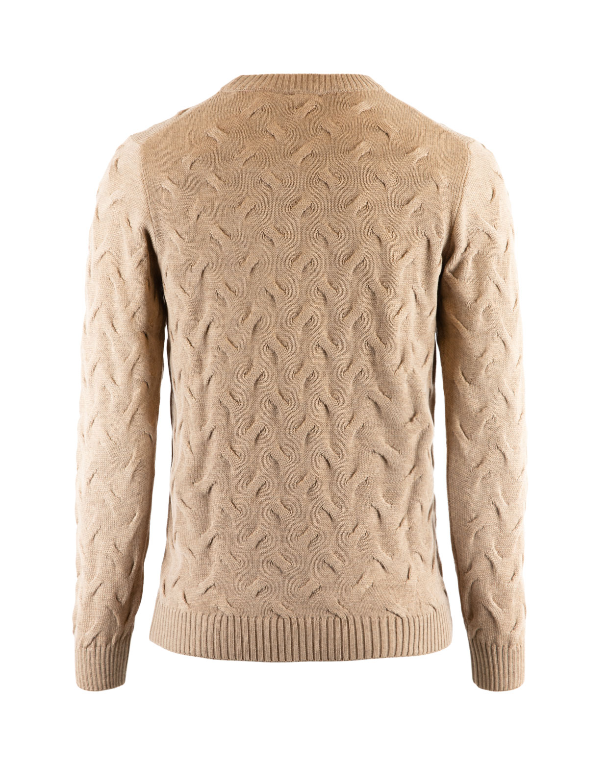 Cable Crew Neck Merino Sweater Beige