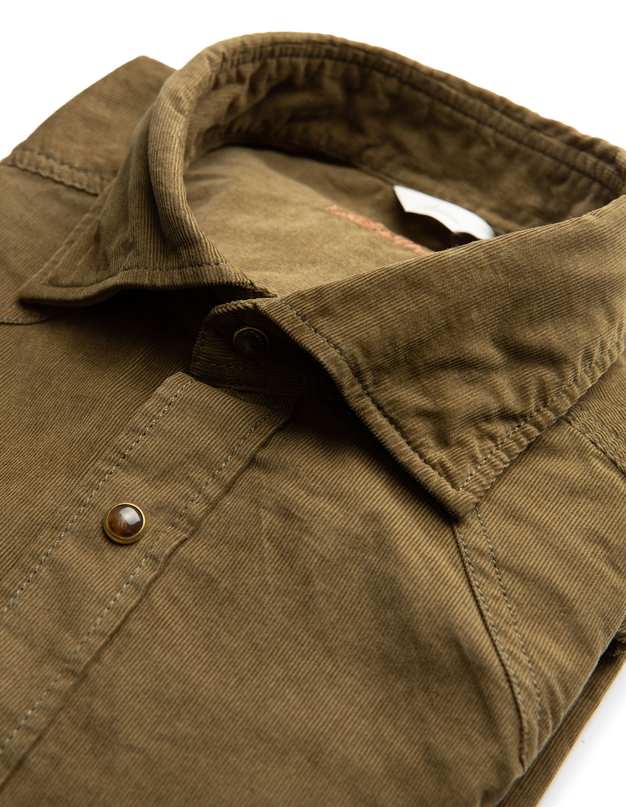 Slimline Shirt Babycord Khaki Green