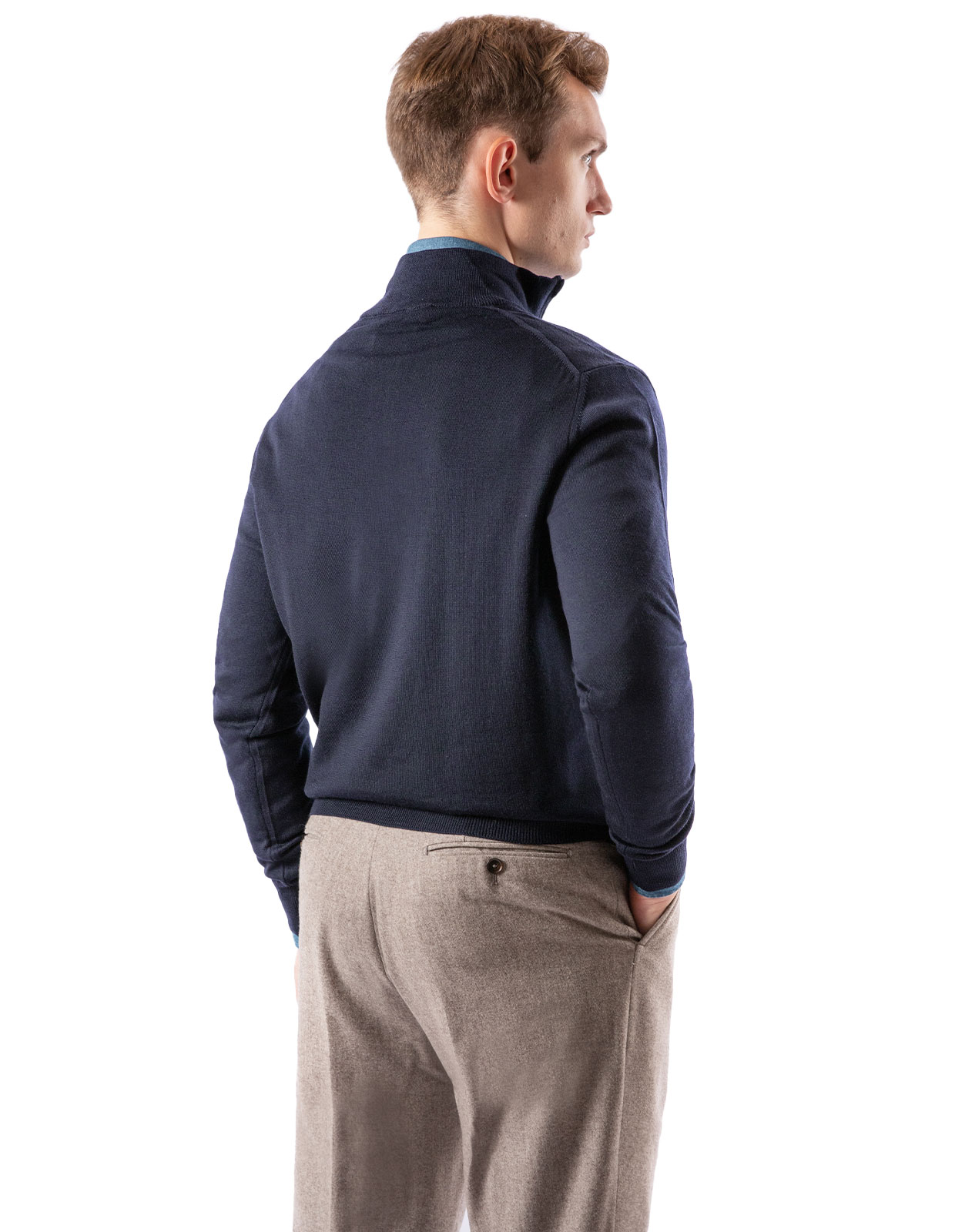 Half Zip Tröja Merinoull Navy Stl L