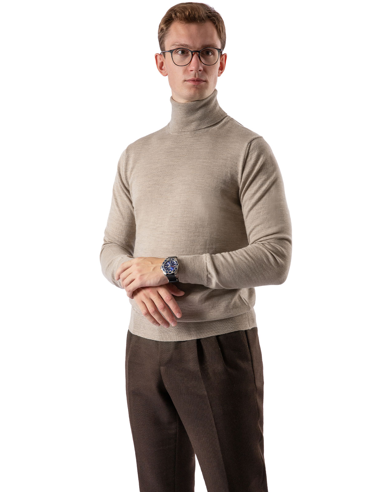 Roll Neck Merino Sand