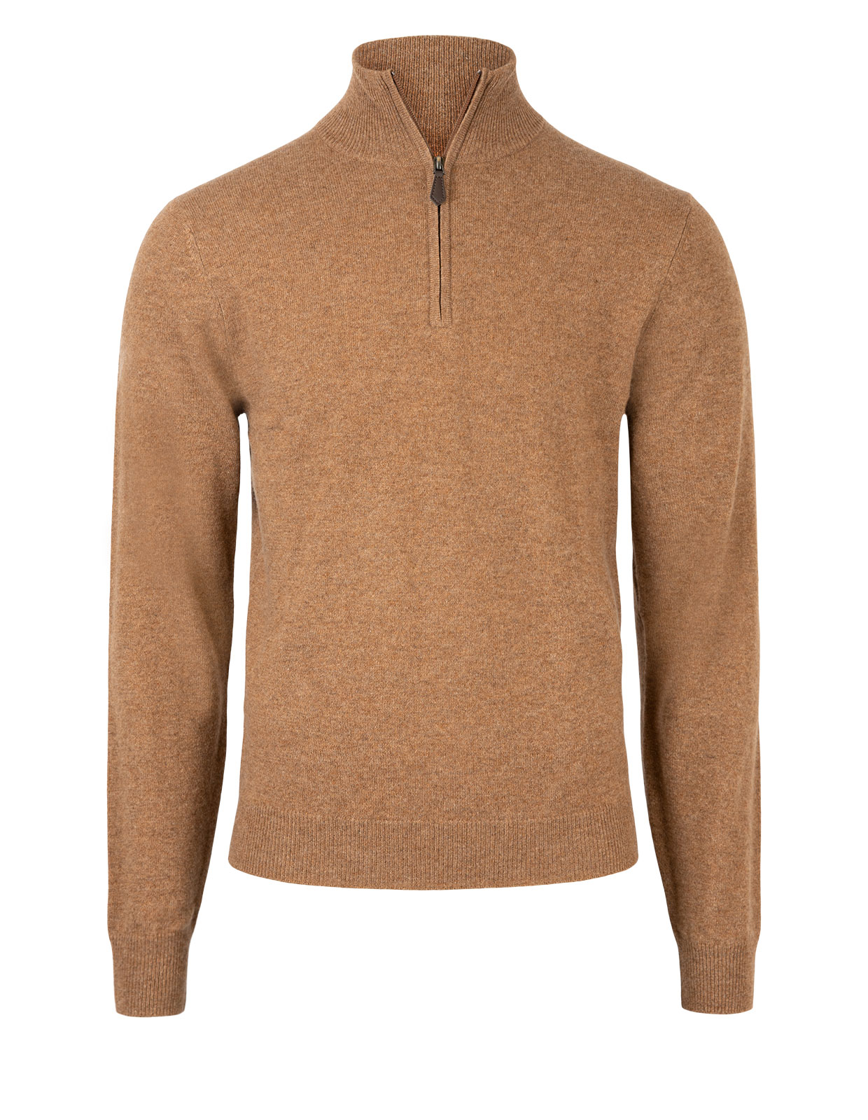 Half Zip Cashmere Camel Melange